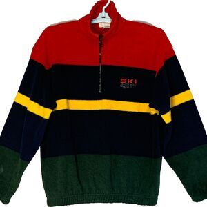 Vtg Jackson Hole Sweatshirt Embroidered MEDIUM 1/4 Zip Fleece Made In USA